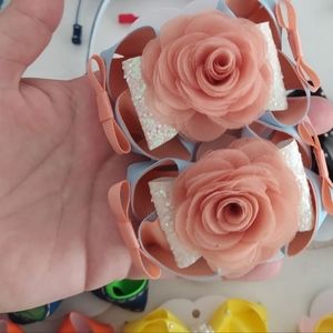 Pink and blue hair bow tie